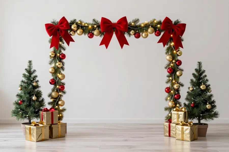 Fundo de Natal com arco de guirlanda